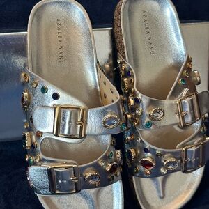 Azalea Wang Silver Embellished Women's Sandals